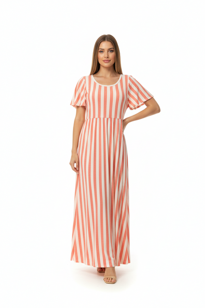 LuLaRoe Riley • Empire Waist Midi Dress • Pink Candy Stripe