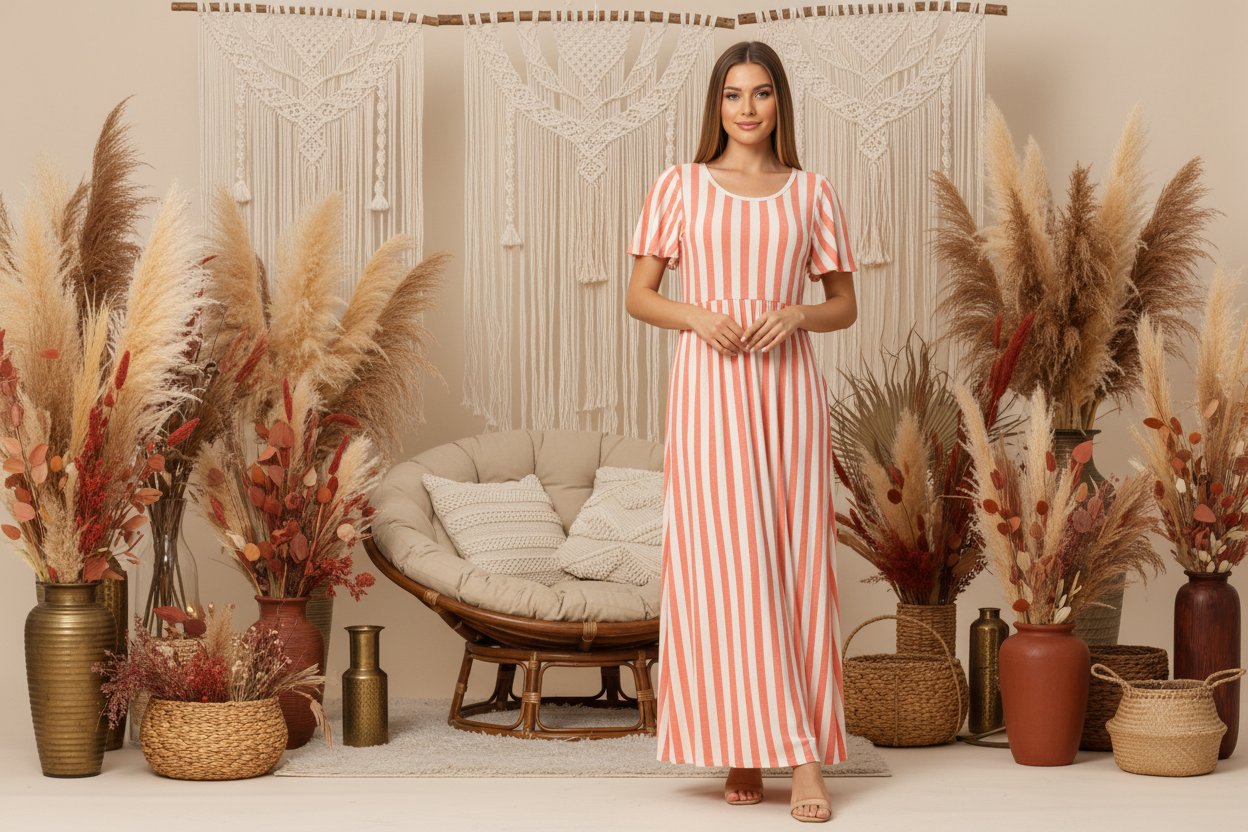 LuLaRoe Riley • Empire Waist Midi Dress • Pink Candy Stripe