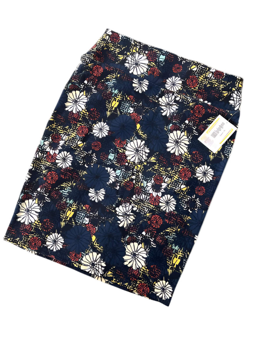 LuLaRoe Cassie Pencil Skirt • Vintage Rare Print • Navy Floral