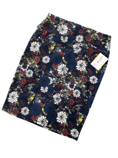LuLaRoe Cassie Pencil Skirt • Vintage Rare Print • Navy Floral