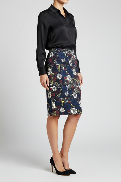 LuLaRoe Cassie Pencil Skirt • Vintage Rare Print • Navy Floral