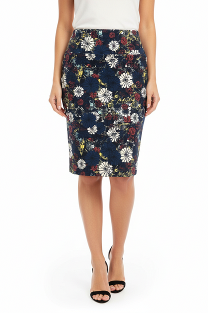LuLaRoe Cassie Pencil Skirt • Vintage Rare Print • Navy Floral