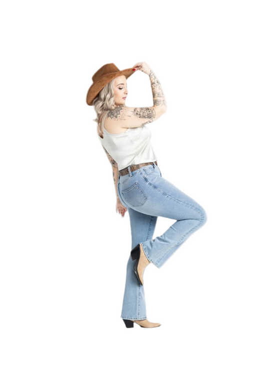 LuLaRoe Denim • High Waisted • Flared • Celestial • Pale Blue Denim