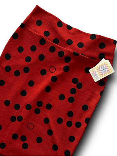 LuLaRoe Cassie Pencil Skirt • Vintage  Rare Print • Red with Black Polka Dots