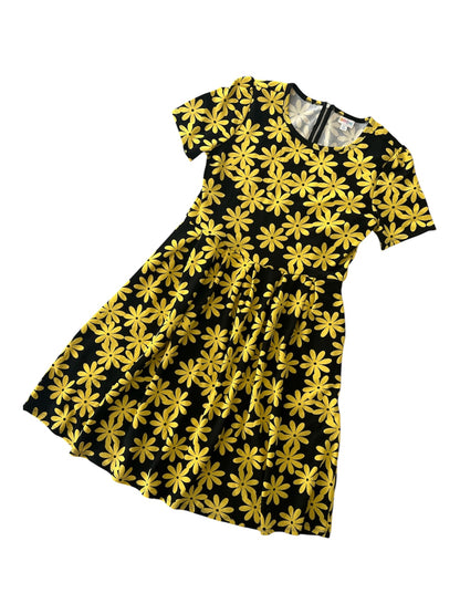 LuLaRoe • Amelia Fit-and-Flare Dress • Rare Black and Yellow Daisy Print