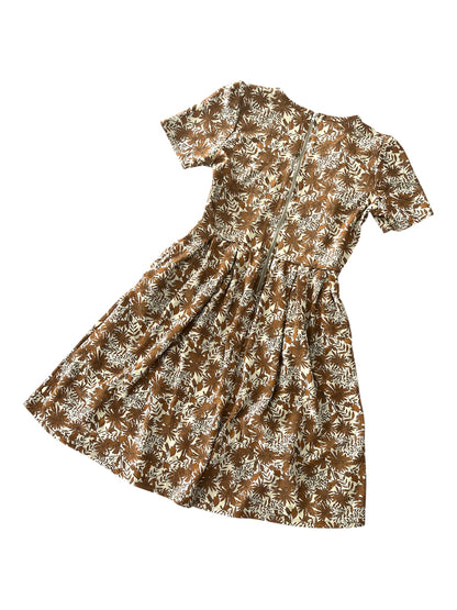 LuLaRoe • Amelia Fit-and-Flare Dress • Rare Print • Vintage • Jacquard Fabric • Golden Brown and Cream Floral