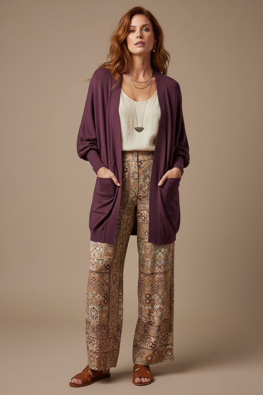 LuLaRoe Kennedy • Mixed Media • Batwing Sleeve Cardigan  • Magenta