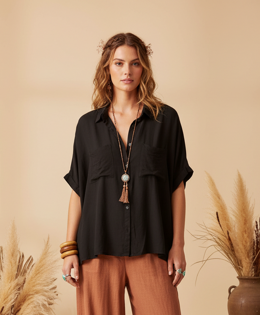 LuLaRoe Amy • Dolman Sleeve Top • Solid Black