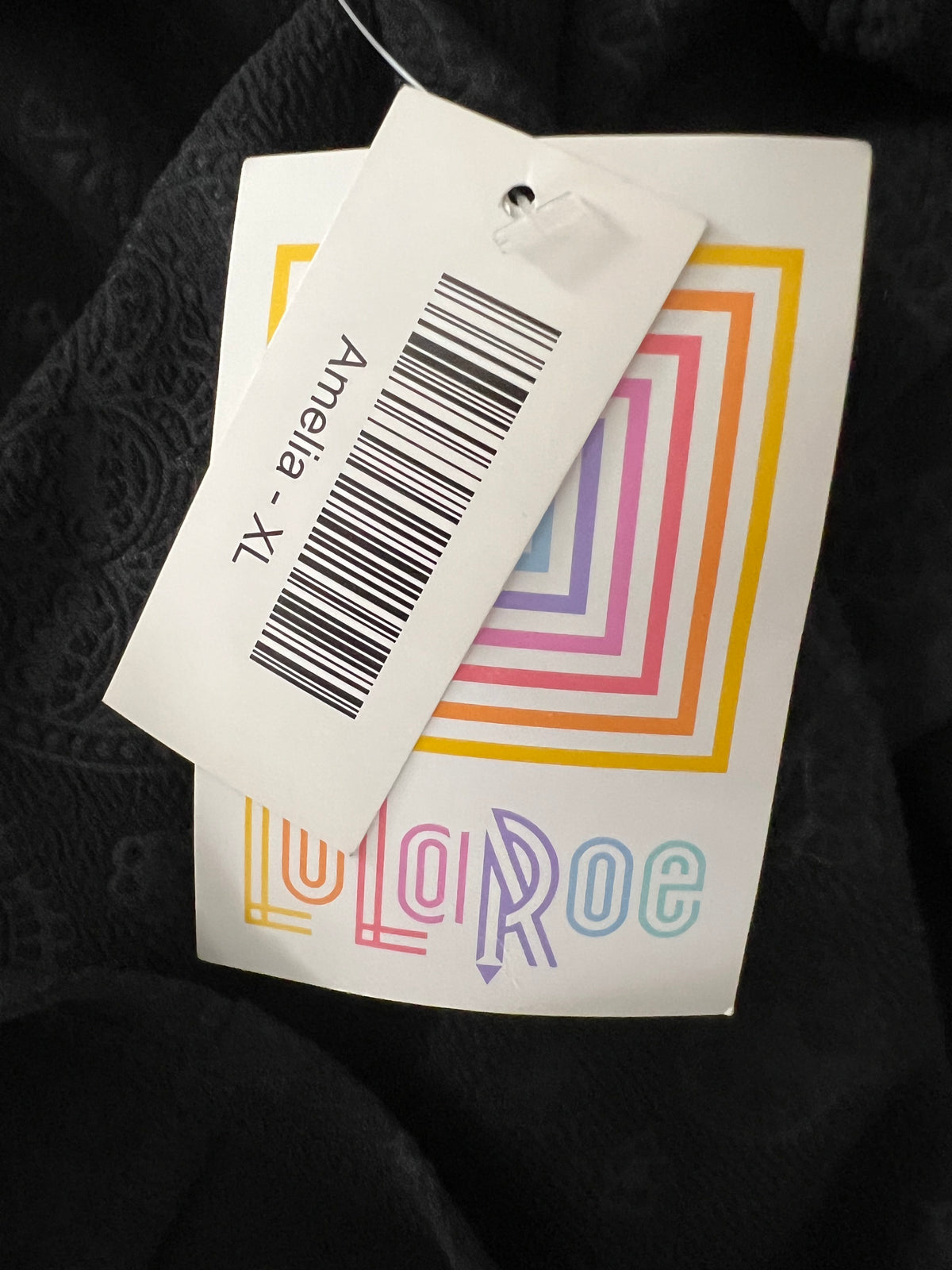 LuLaRoe • Amelia Fit-and-Flare Dress • Rare Print • Black Embossed Floral