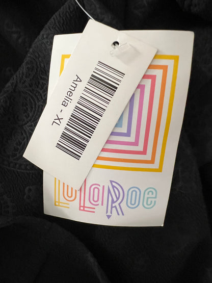 LuLaRoe • Amelia Fit-and-Flare Dress • Rare Print • Black Embossed Floral