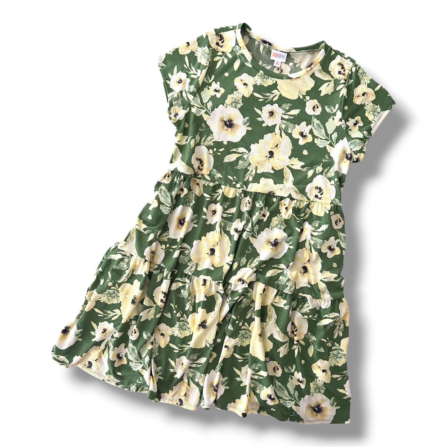 NWOT • Rare • LuLaRoe Ariel Tiered Dress • Side Seam Pockets • Green Floral