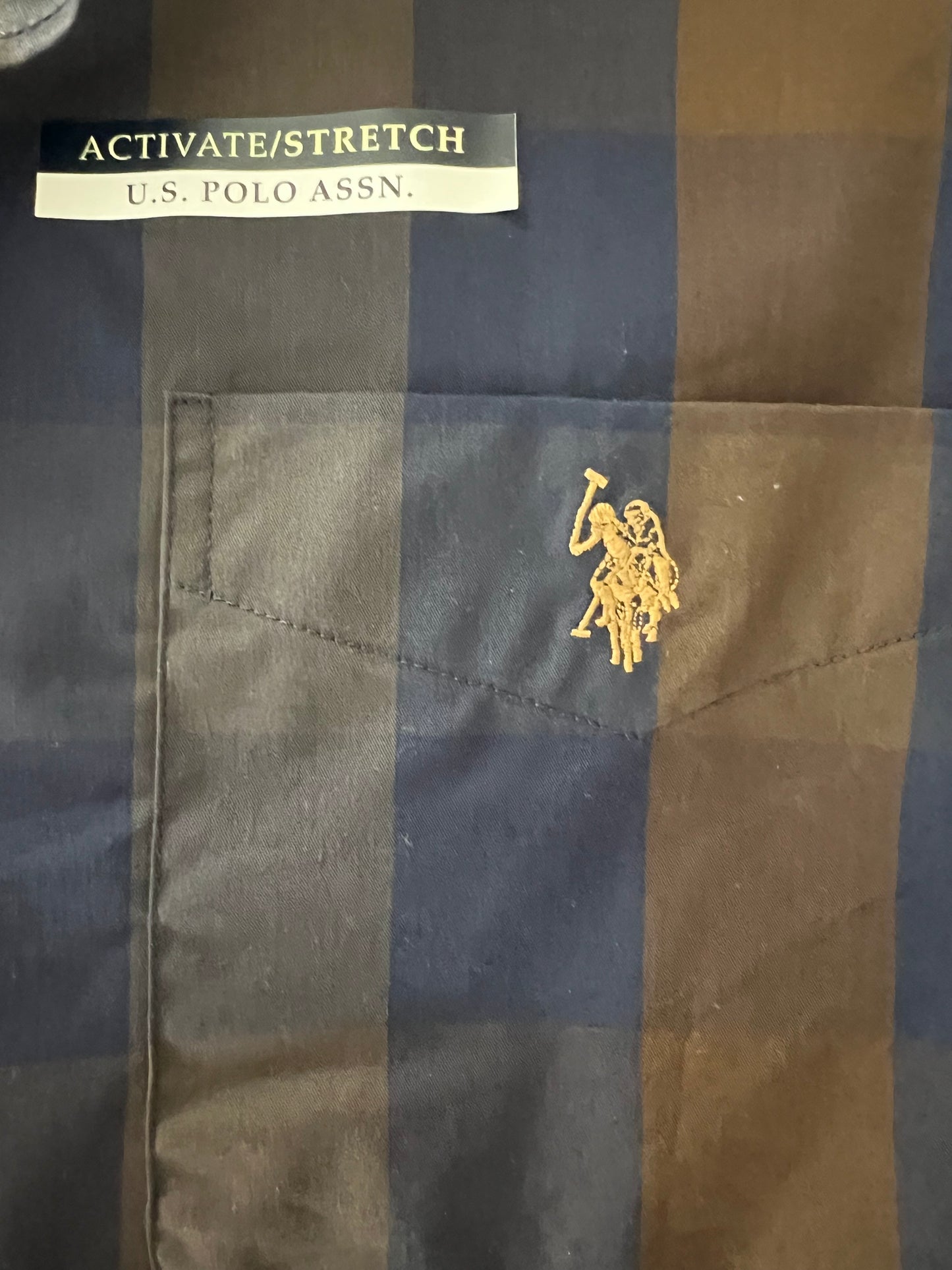 U.S. Polo Assn. Navy and Brown Plaid Shirt