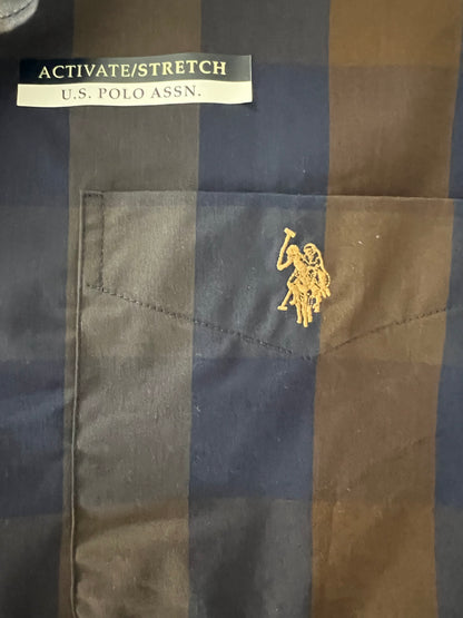 U.S. Polo Assn. Navy and Brown Plaid Shirt