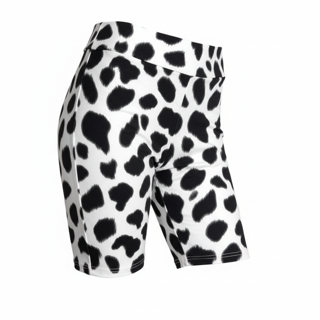 LuLaRoe Biker Shorts • White Black Cow Print