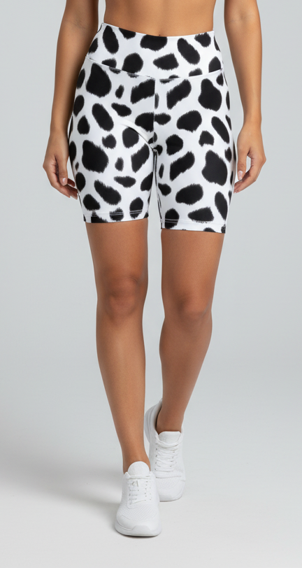 LuLaRoe Biker Shorts • White Black Cow Print