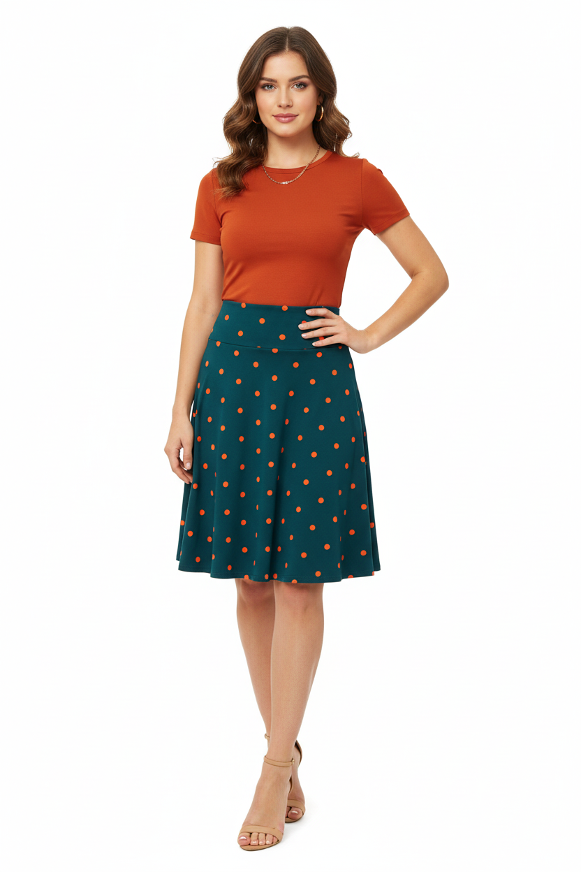 LuLaRoe Azure • A-Line Skirt • Teal Polka Dot