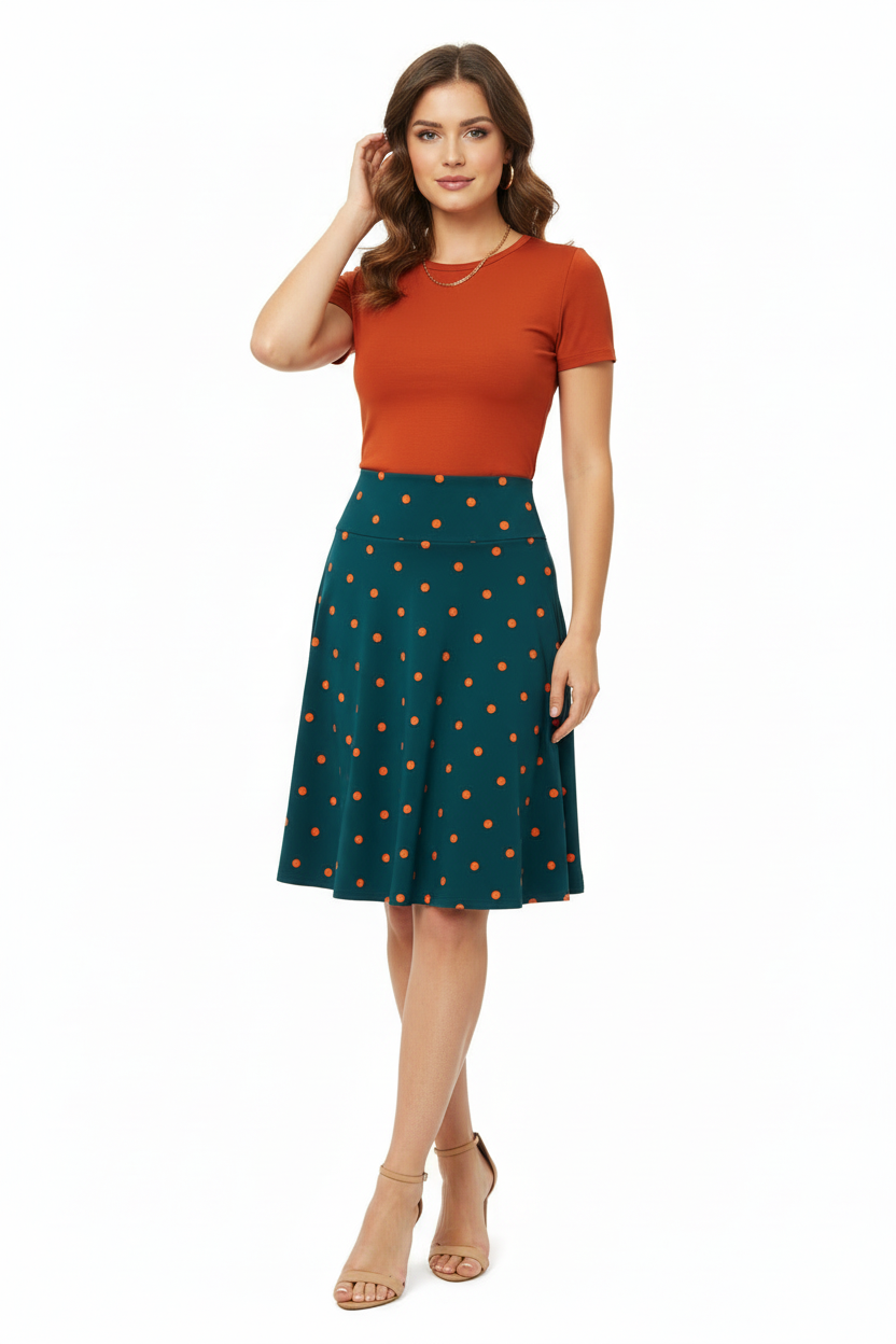 LuLaRoe Azure • A-Line Skirt • Teal Polka Dot