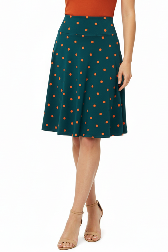 LuLaRoe Azure • A-Line Skirt • Teal Polka Dot