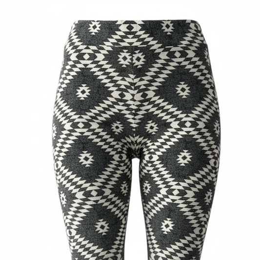 LuLaRoe Buttery Soft Leggings • Gray White Geo Print