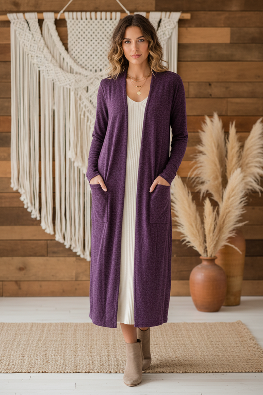LuLaRoe Sarah Duster Length Cardigan • Solid Purple