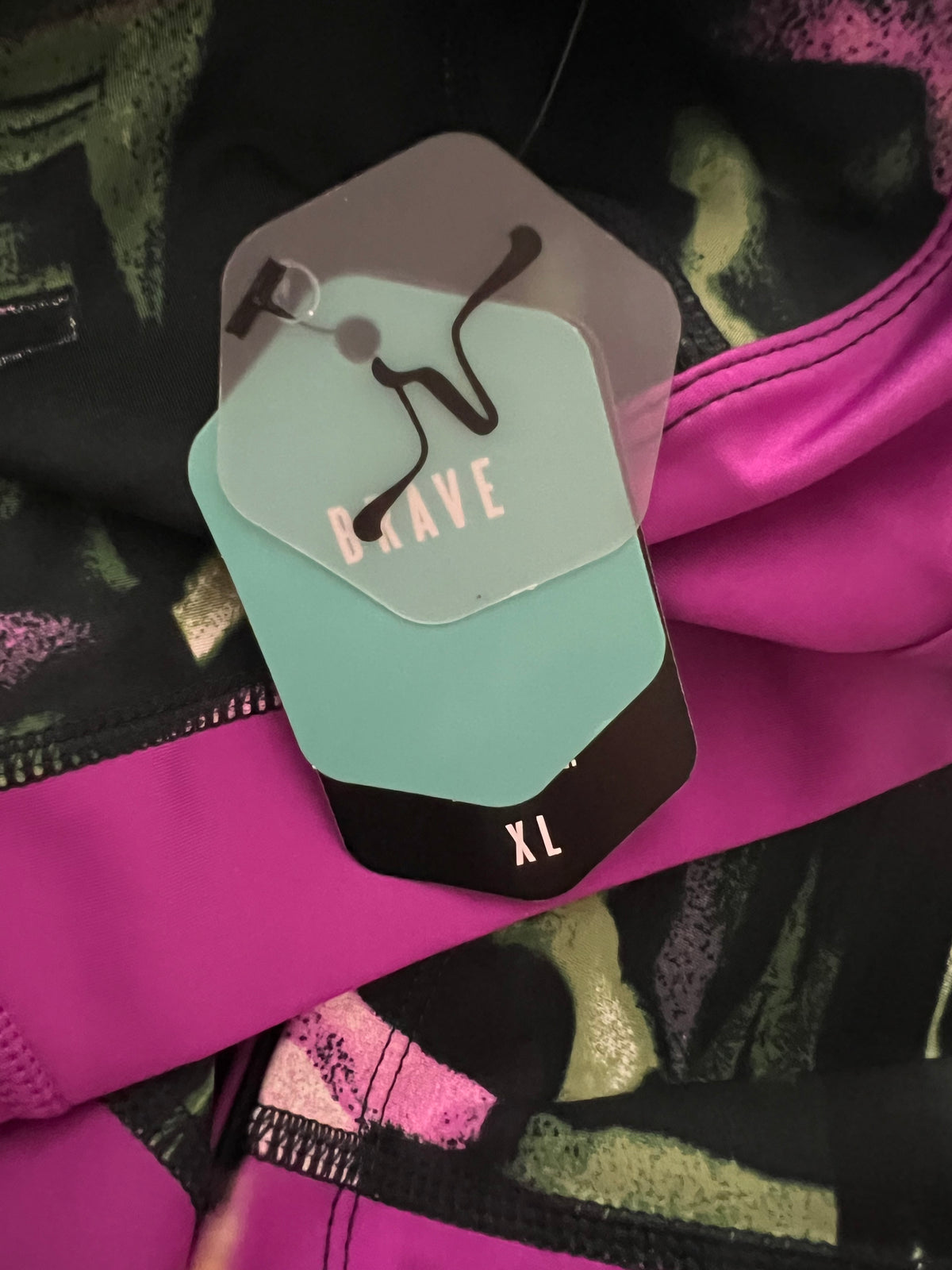 LuLaRoe Rise Collection • Brave Ankle Fitness Leggings • Black Green Pink Abstract