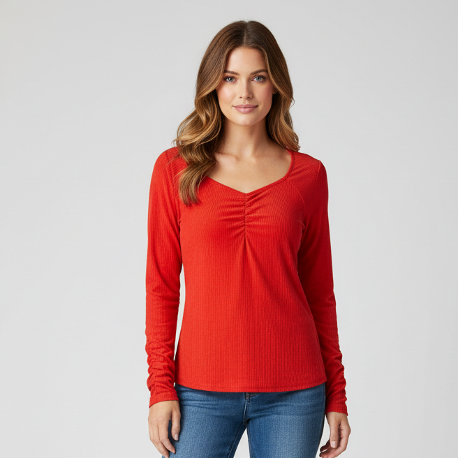 LuLaRoe Mia • Sweetheart Neckline • Long Sleeve Top • Solid Orange