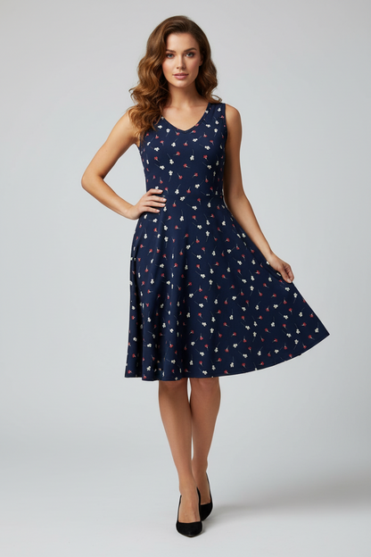 LuLaRoe Nicki • A-Line • Sleeveless • Fit and Flare Dress • Red White and Blue Floral