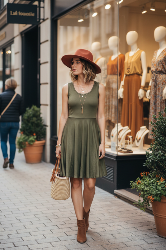 LuLaRoe Nicki • A-Line • Sleeveless • Fit and Flare Dress • Solid Green