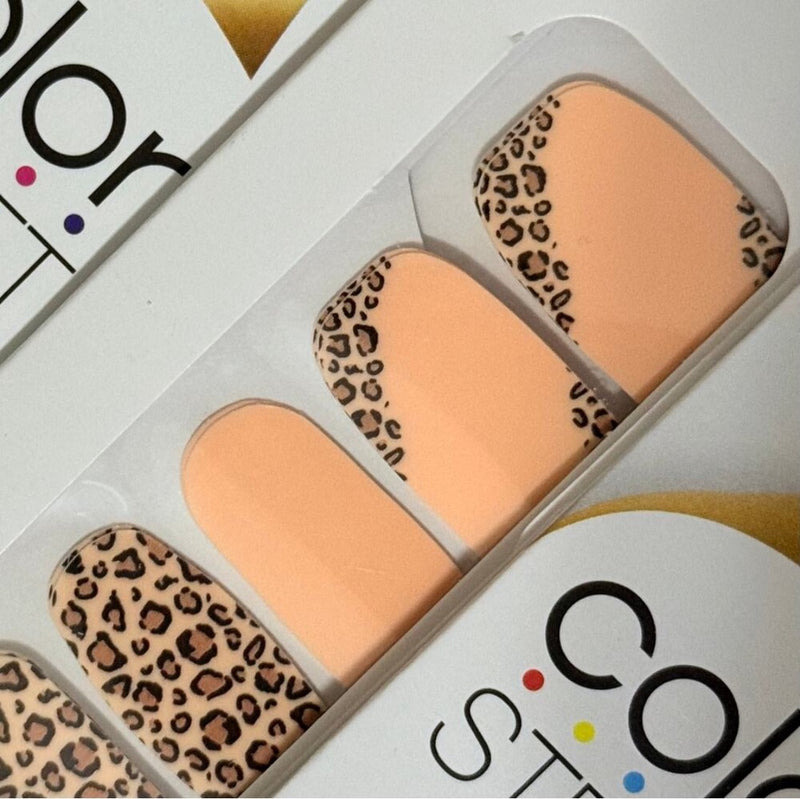 Beige leopard print nail strips. color Street.