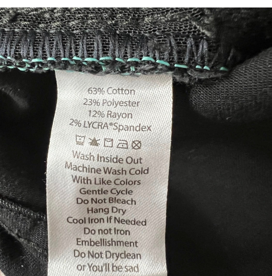 NWOT • Original Black Wash LuLaRoe Unicorn Skinny Denim • Original Fabric Content