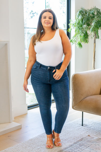 Judy Blue • Addison Mid Rise Crinkle Ankle Skinny Jeans