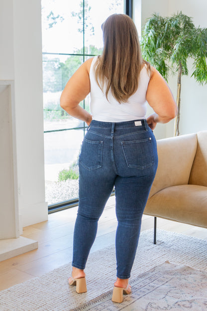 Judy Blue • Addison Mid Rise Crinkle Ankle Skinny Jeans
