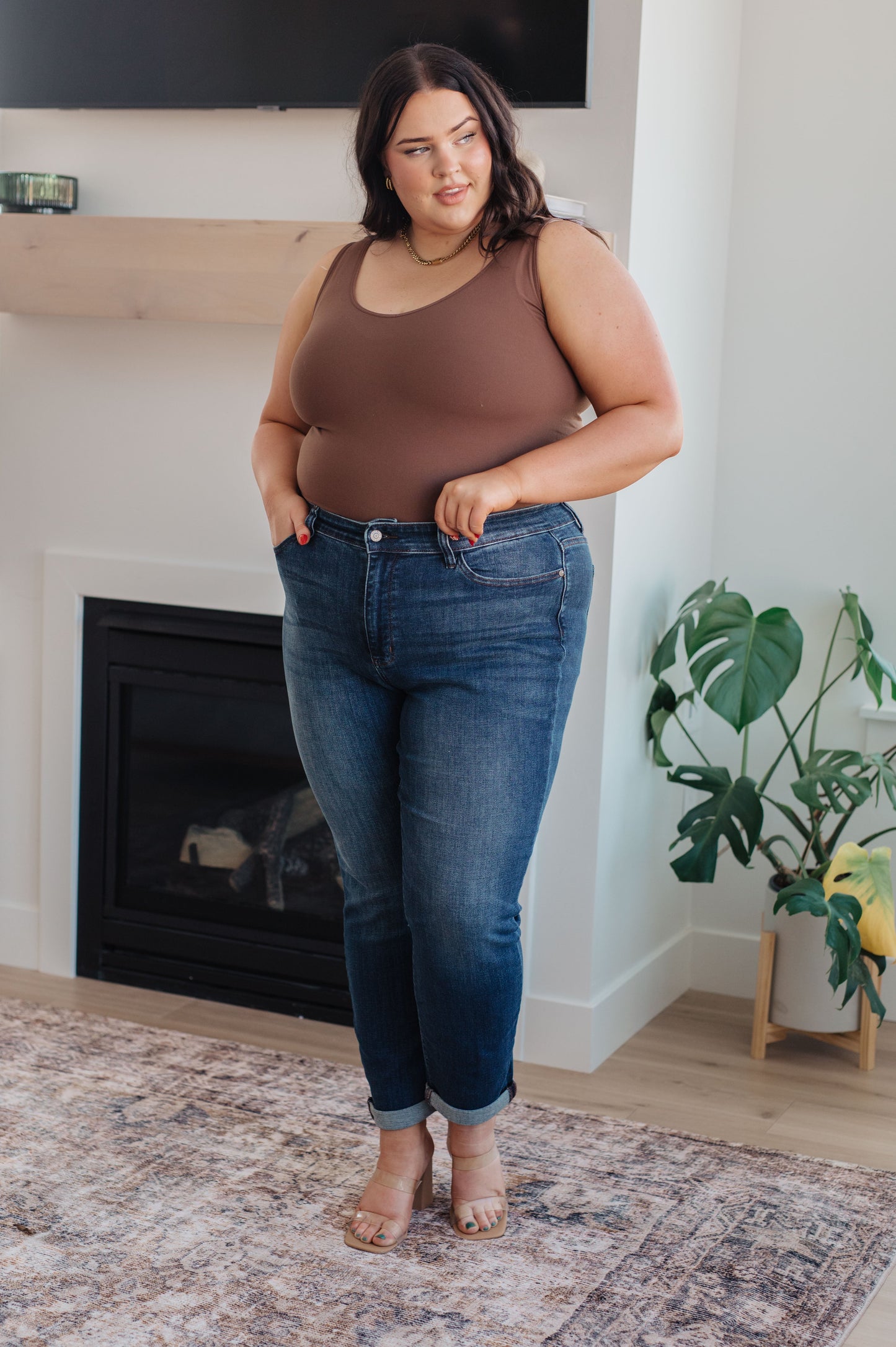 Judy Blue • Amber • Cuffed Slim Fit Dark Wash Jeans