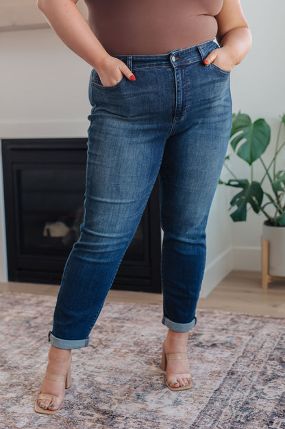 Judy Blue • Amber • Cuffed Slim Fit Dark Wash Jeans