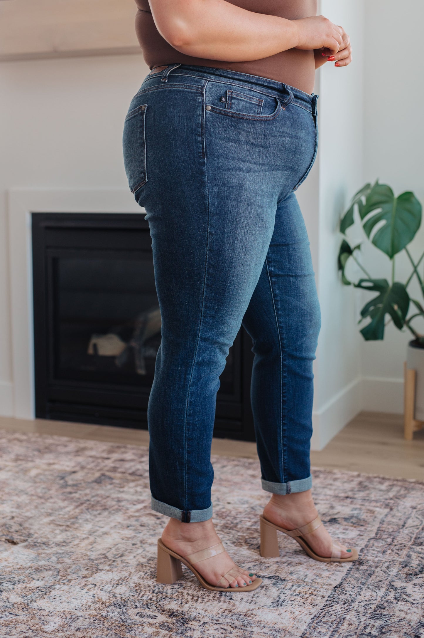Judy Blue • Amber • Cuffed Slim Fit Dark Wash Jeans