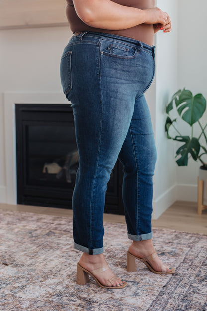Judy Blue • Amber • Cuffed Slim Fit Dark Wash Jeans
