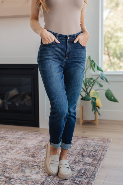 Judy Blue • Amber • Cuffed Slim Fit Dark Wash Jeans