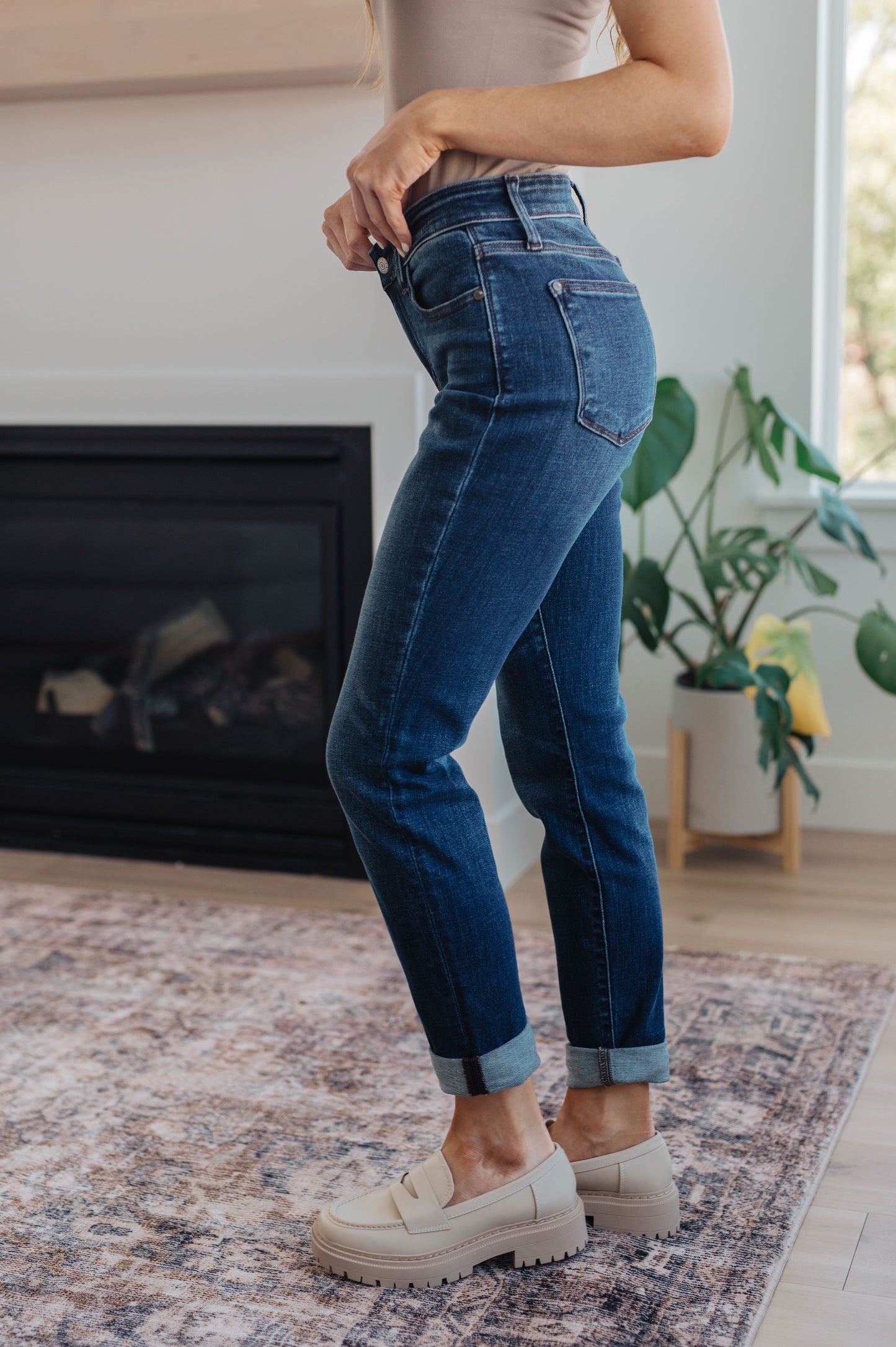 Judy Blue • Amber • Cuffed Slim Fit Dark Wash Jeans