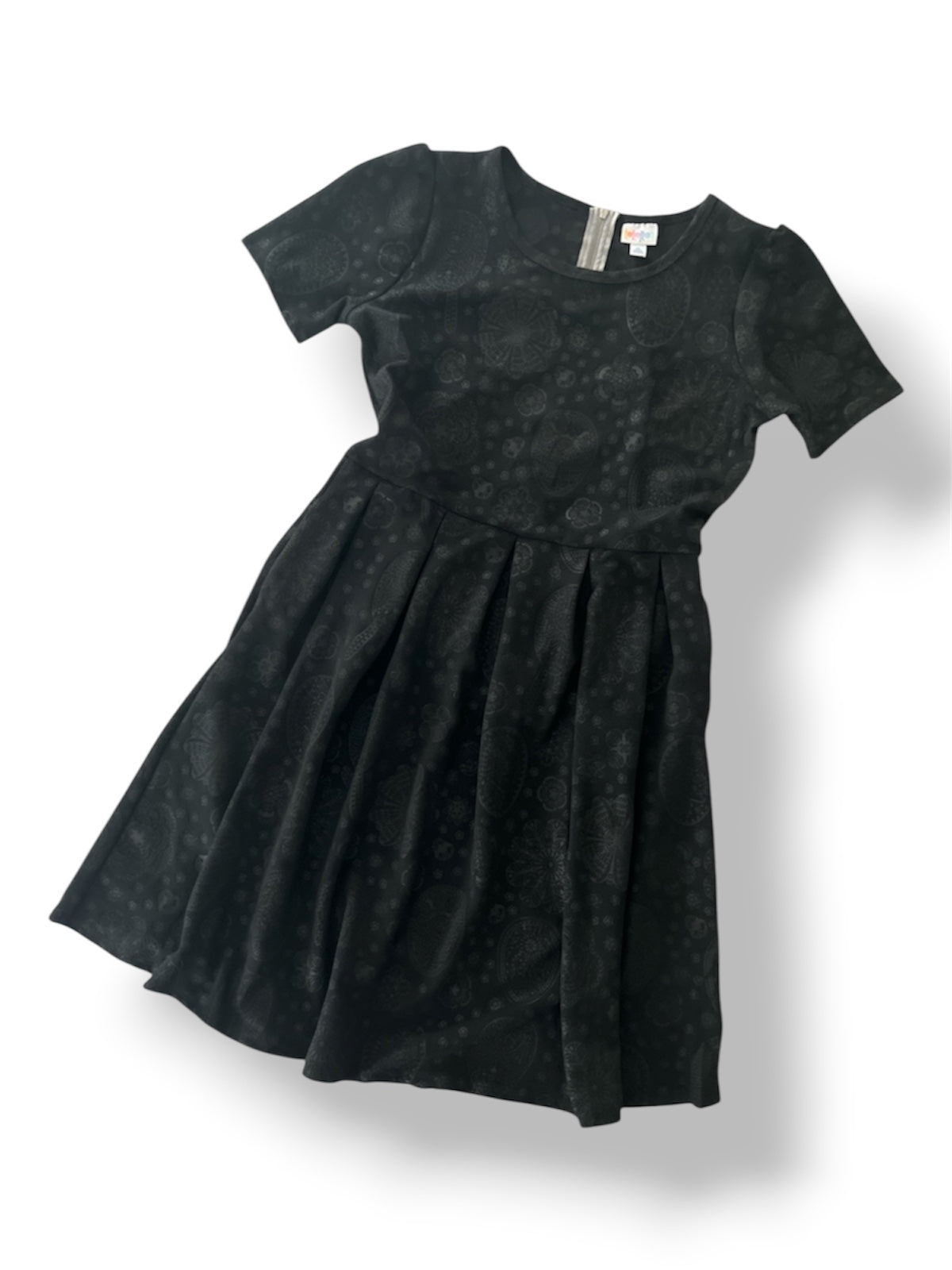 LuLaRoe • Amelia Fit-and-Flare Dress • Rare Print • Black Embossed Floral