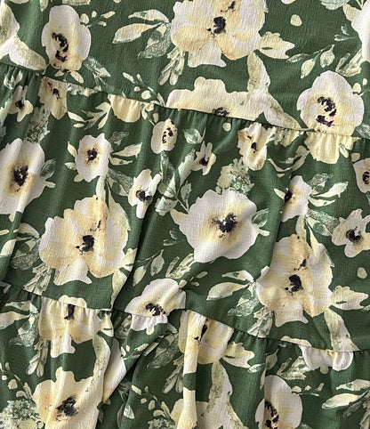 NWOT • Rare • LuLaRoe Ariel Tiered Dress • Side Seam Pockets • Green Floral