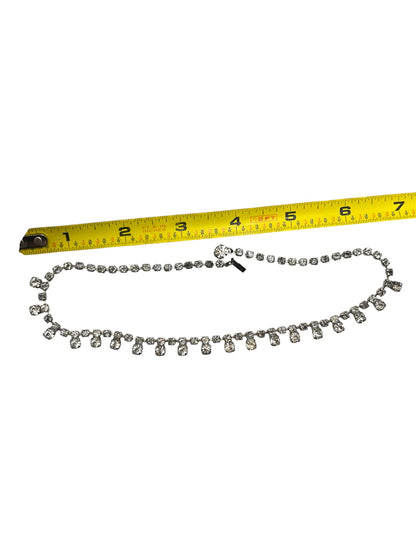 Vintage • Silver • Clear Rhinestone Crystals • Tennis Necklace