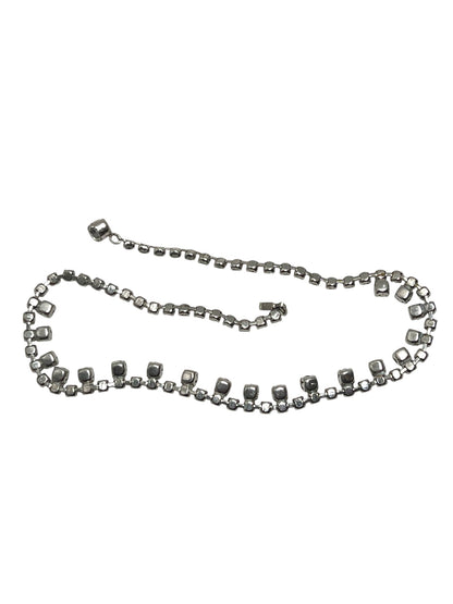 Vintage • Silver • Clear Rhinestone Crystals • Tennis Necklace