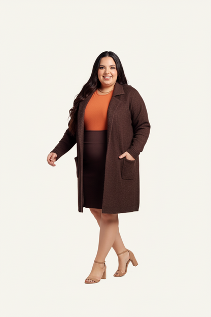 Laura Lapel Collar Open Front Cardigan