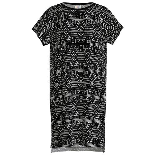 LuLaRoe Chelsea T Shirt Dress • Crêpe Moss Fabric • Black and White Aztec Print