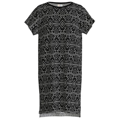LuLaRoe Chelsea T Shirt Dress • Crêpe Moss Fabric • Black and White Aztec Print