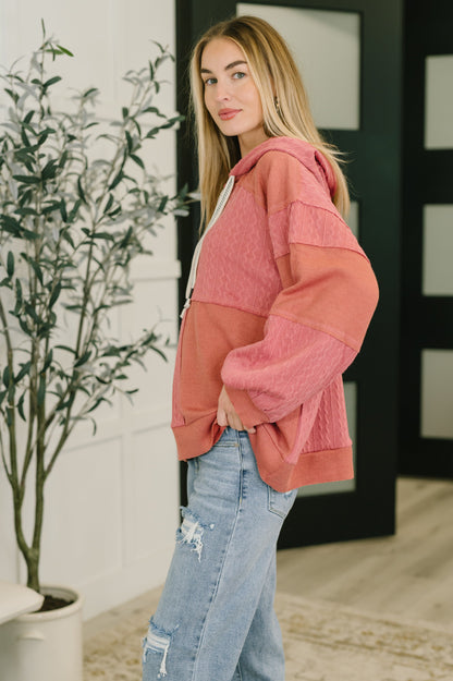 POL • Balloon Sleeve Cut Sew Sweater Knit Top in Mauve