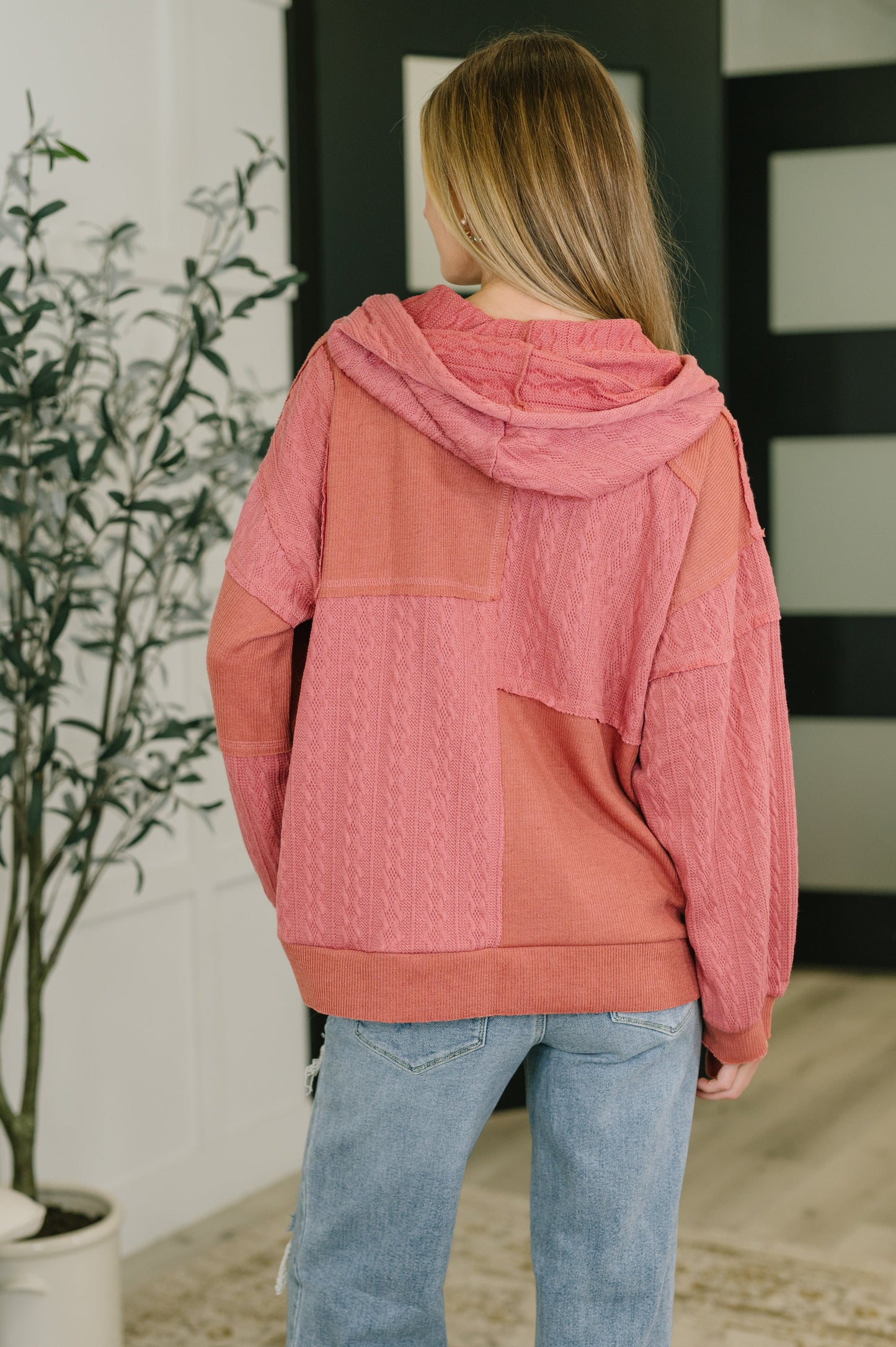 POL • Balloon Sleeve Cut Sew Sweater Knit Top in Mauve