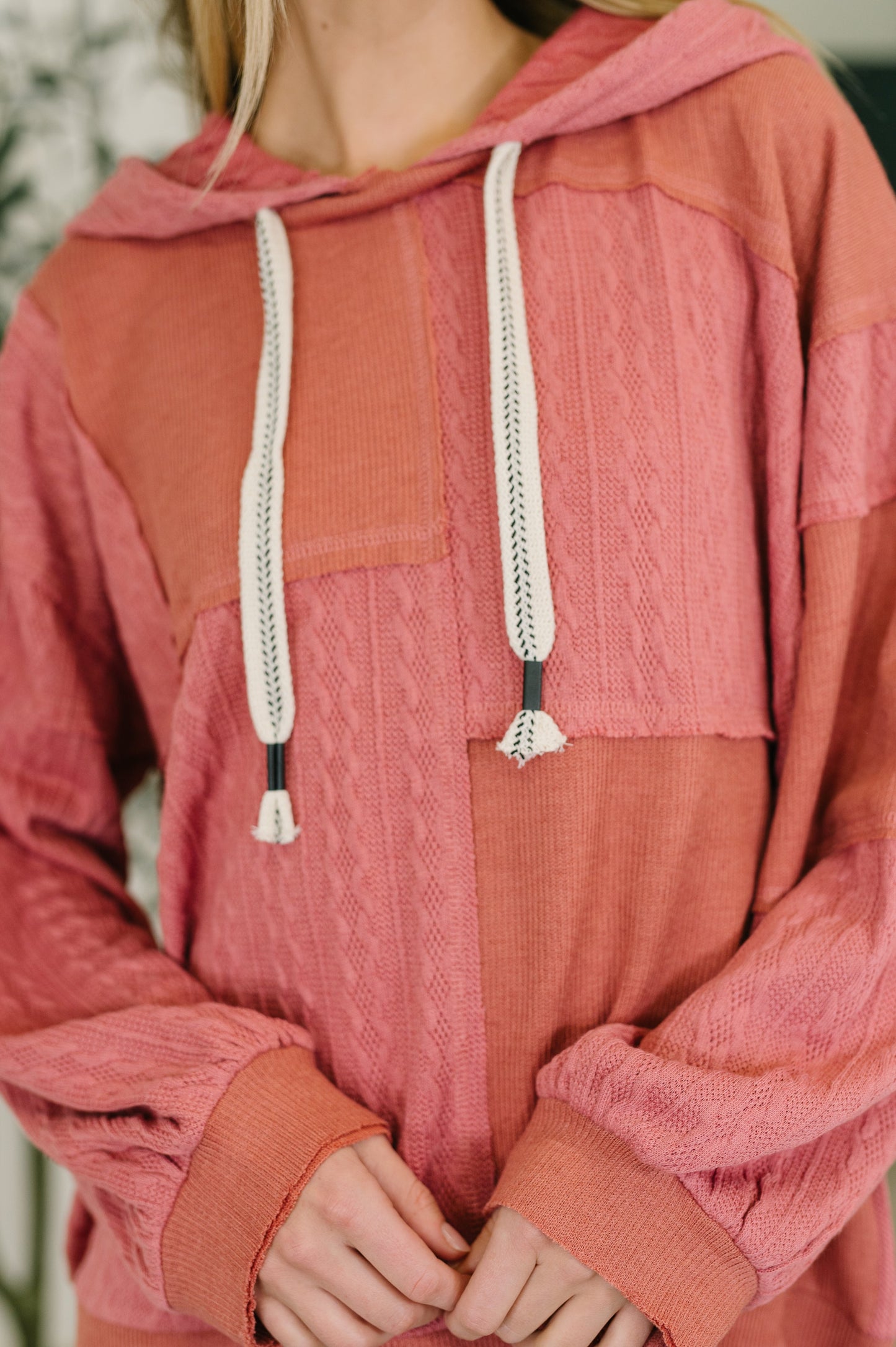 POL • Balloon Sleeve Cut Sew Sweater Knit Top in Mauve