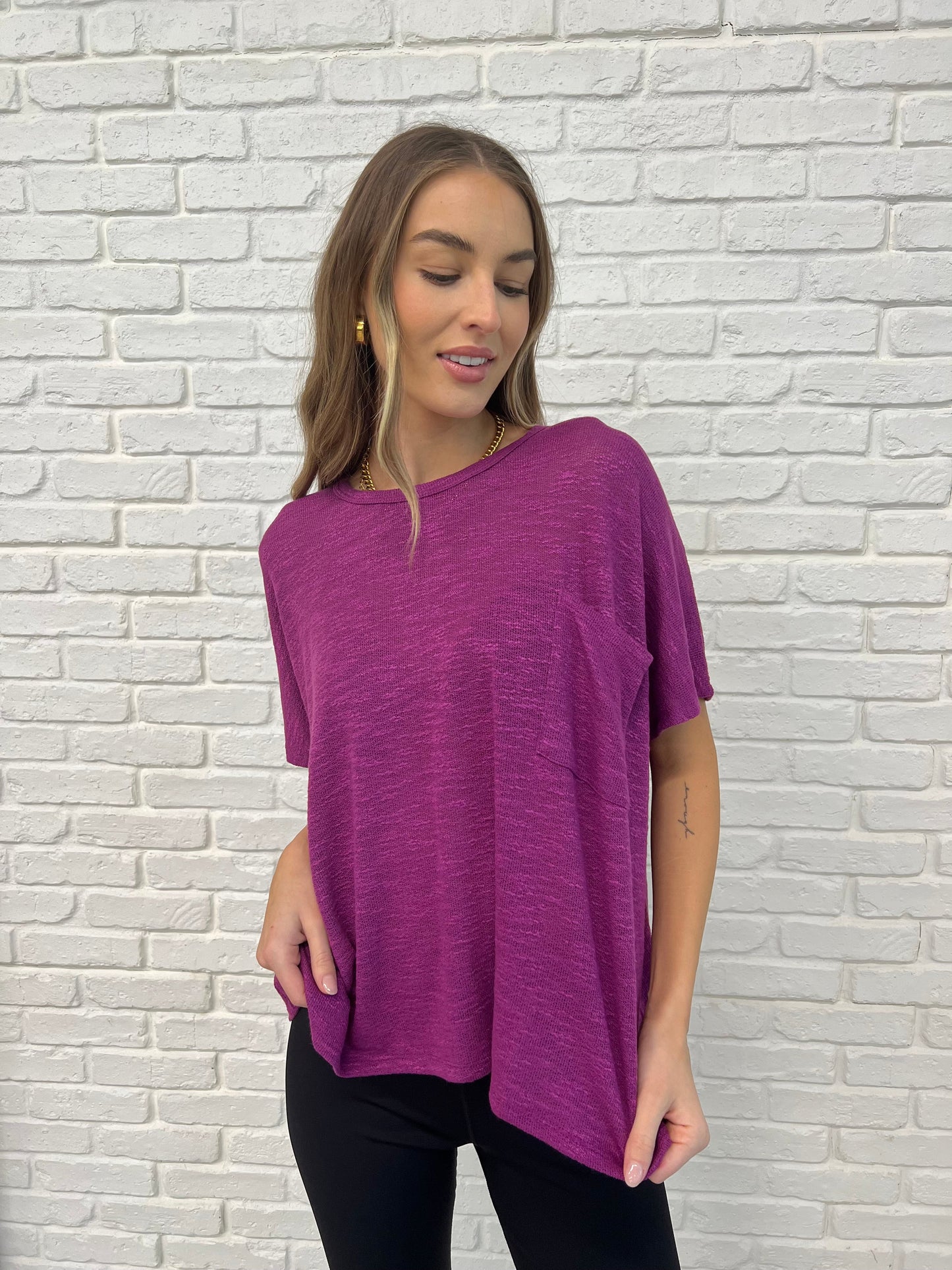 Zenana • Basically Flowing Dolman Sleeve Top in Light Plum