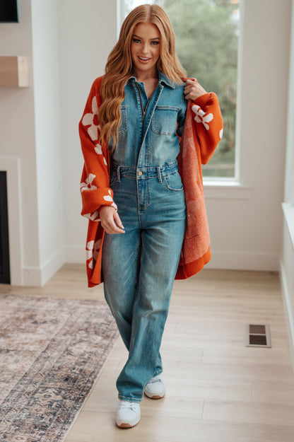 Jodifl • Enough Anyways • Floral Cardigan in Burnt Orange